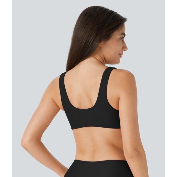 Halara Solid U Neck Black Bikini Top Swimsuit Size Large NWT - Picture 2 of 6